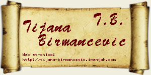 Tijana Birmančević vizit kartica